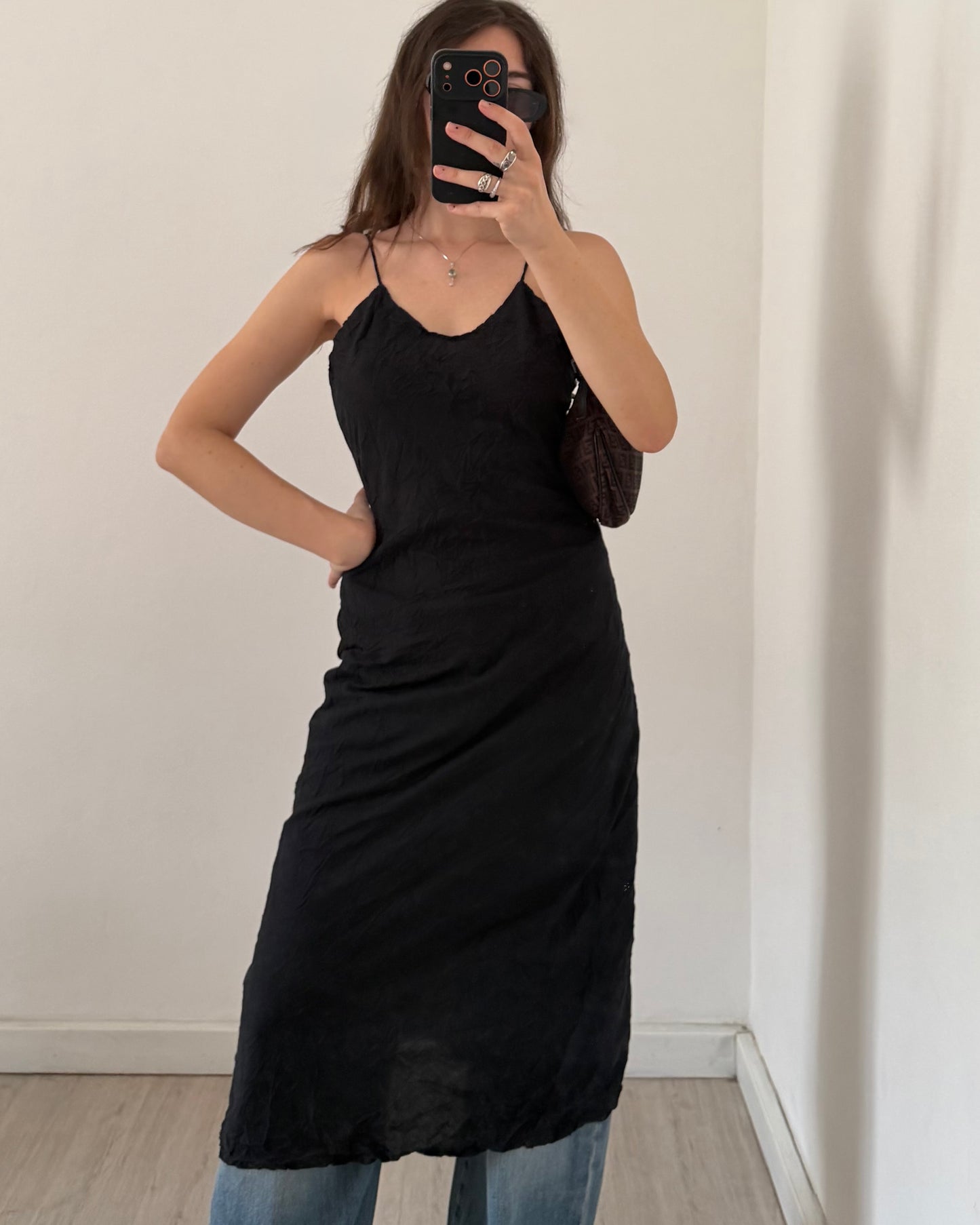 Crinkle minimalist cotton dress