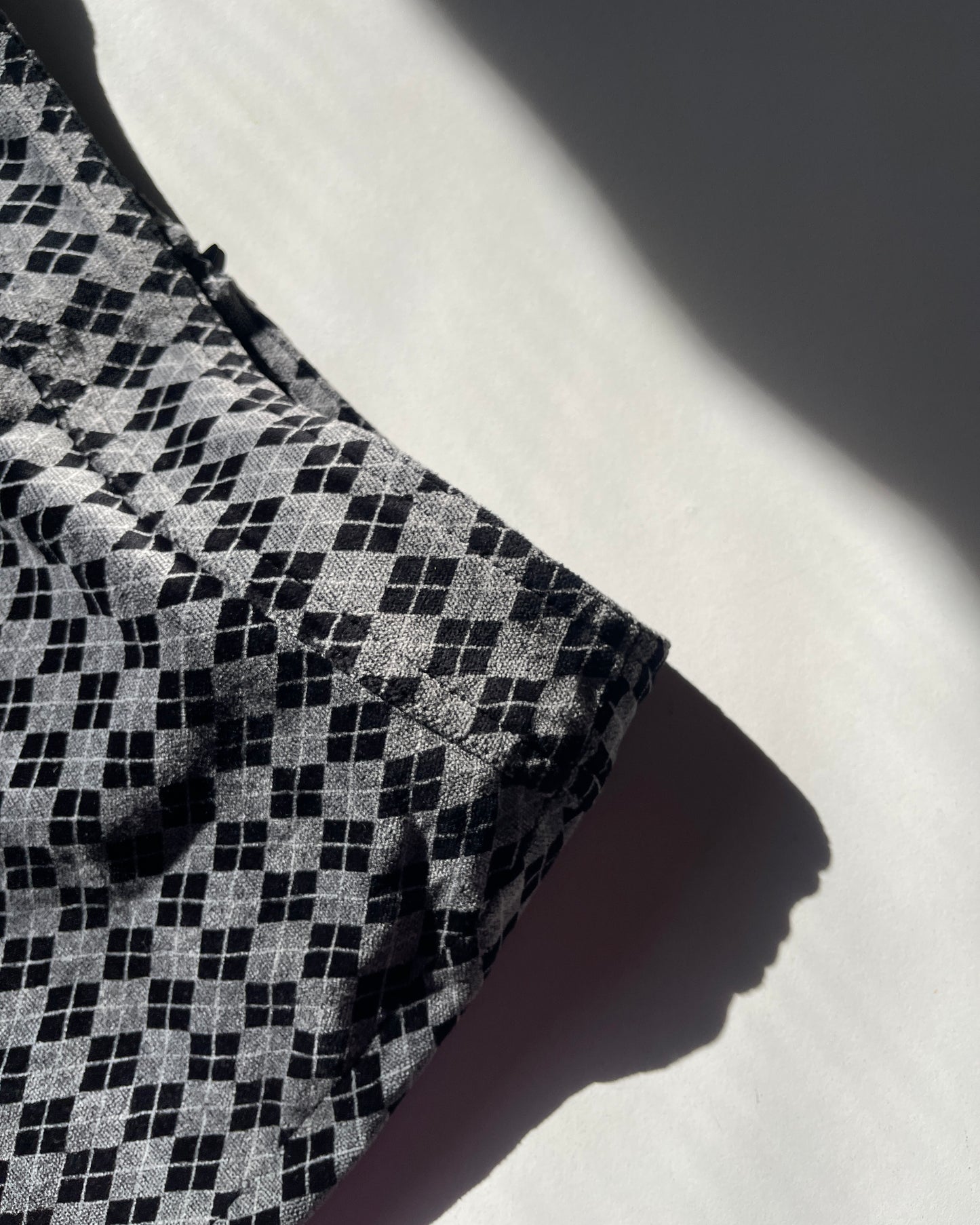 Velvet argyle mini skirt