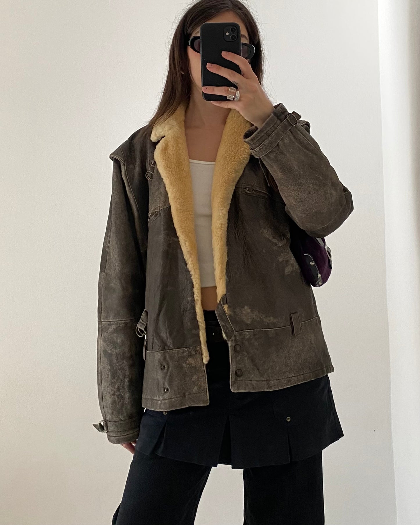 90s distressed leather jacket