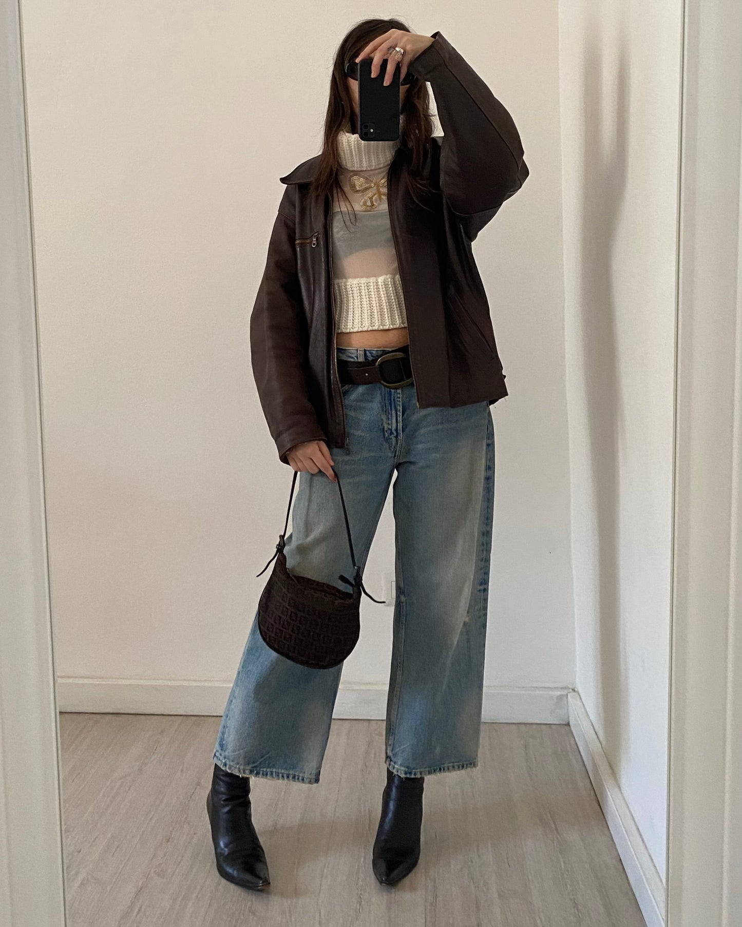 Sheer micro mesh turtleneck top