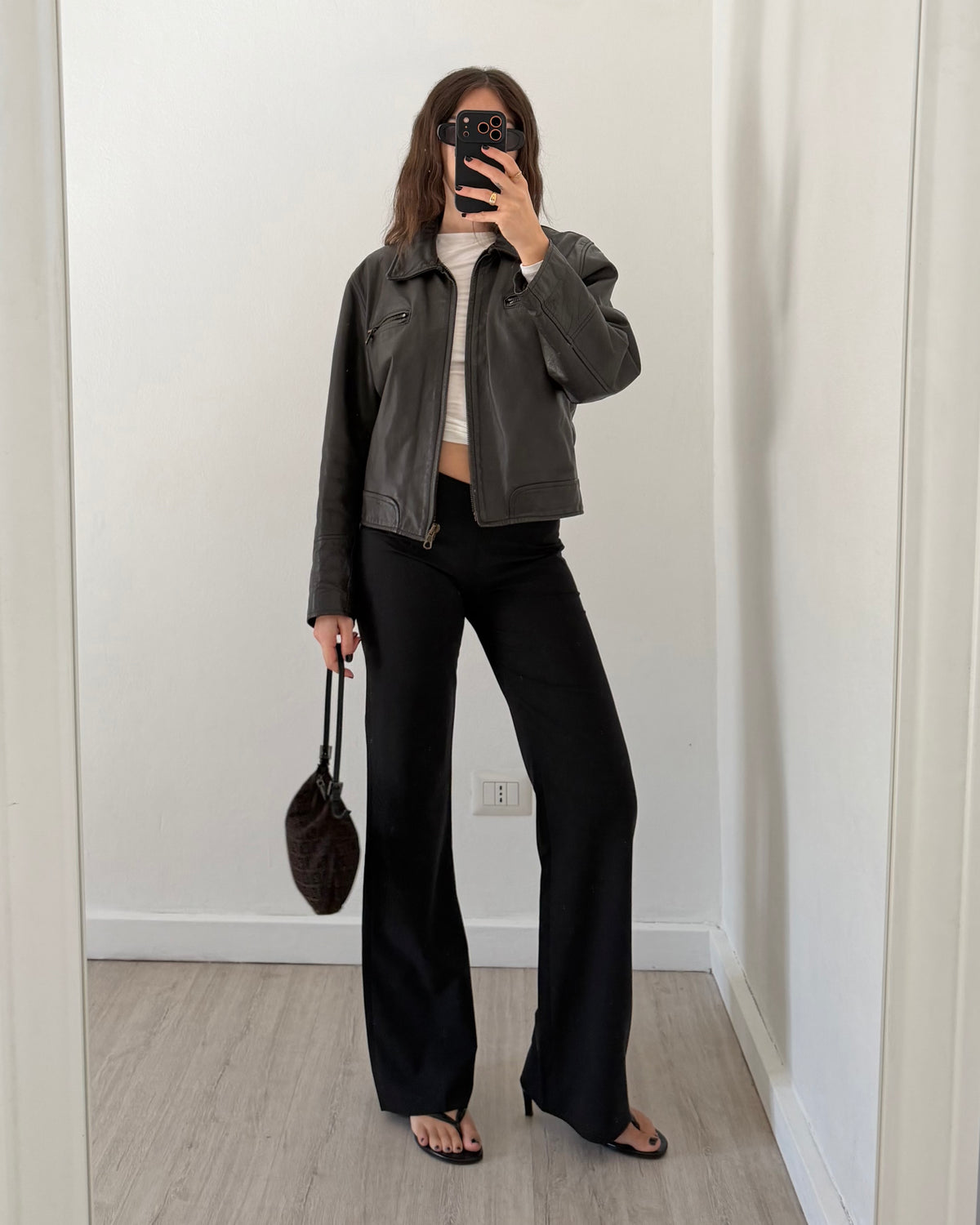 90s brown leather bomber jacket