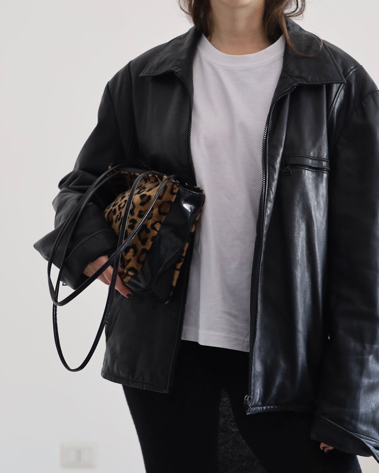 Y2k leopard fur bag