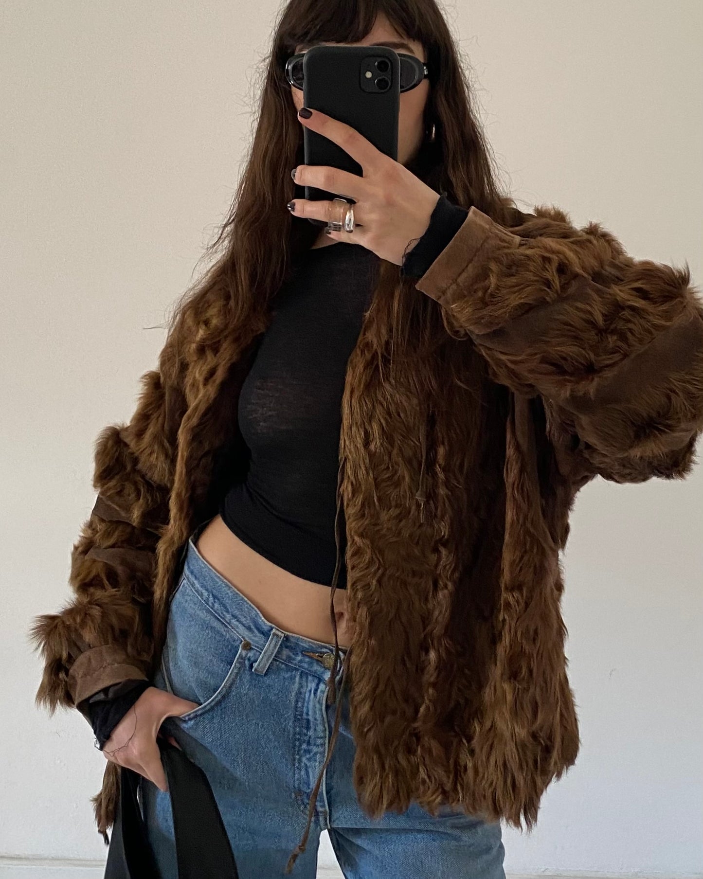 Leather jacket with fur