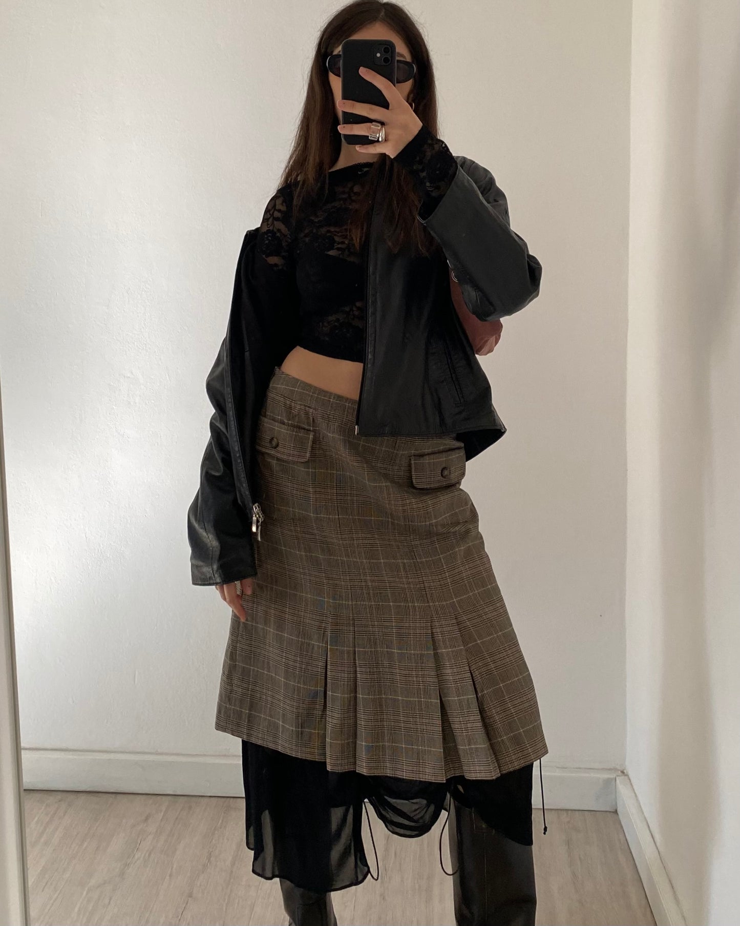 Max Mara check midi skirt