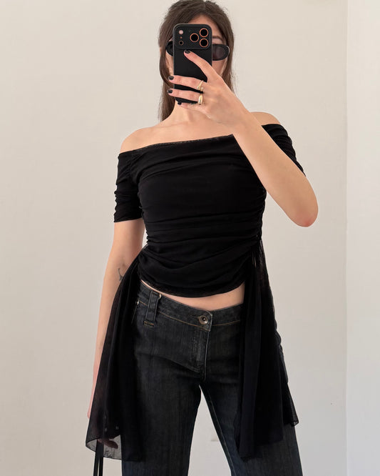 Off the shoulder tulle top