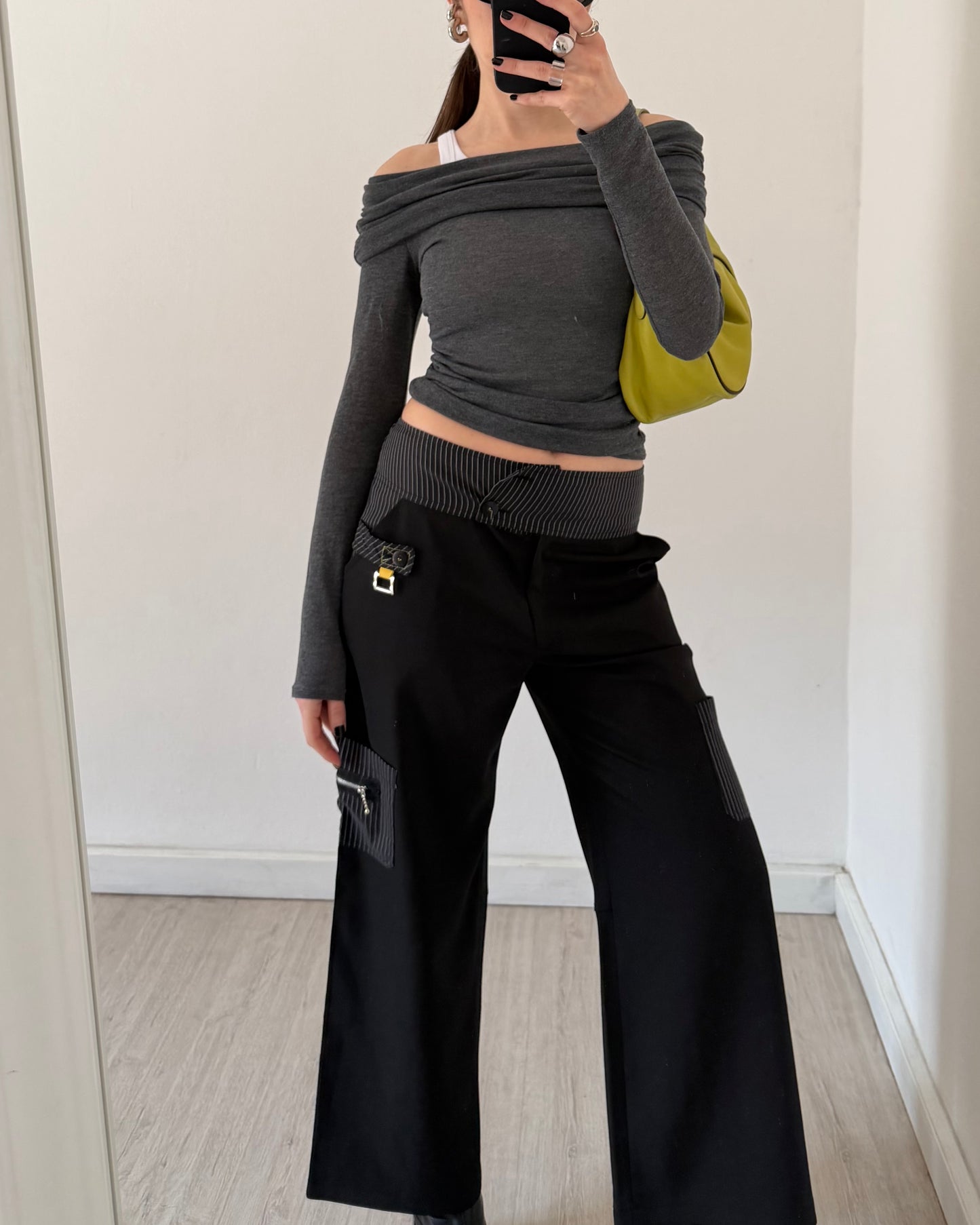 00s wide leg pinstripe trousers