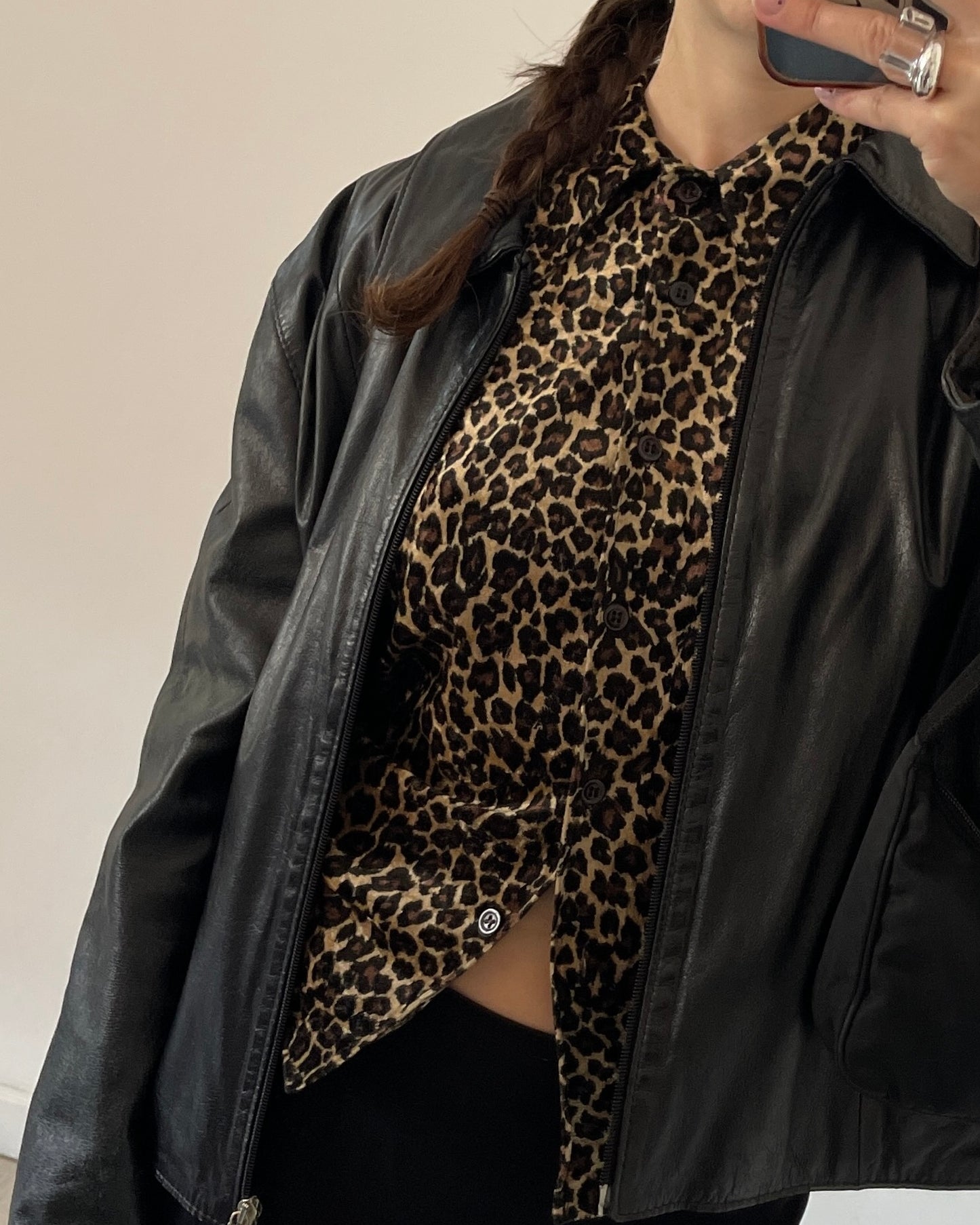 Velvet leopard print shirt