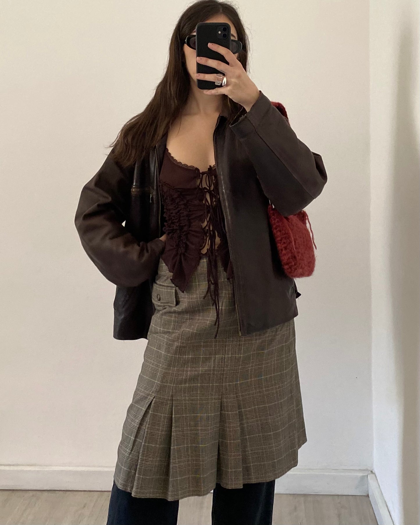 Max Mara check midi skirt