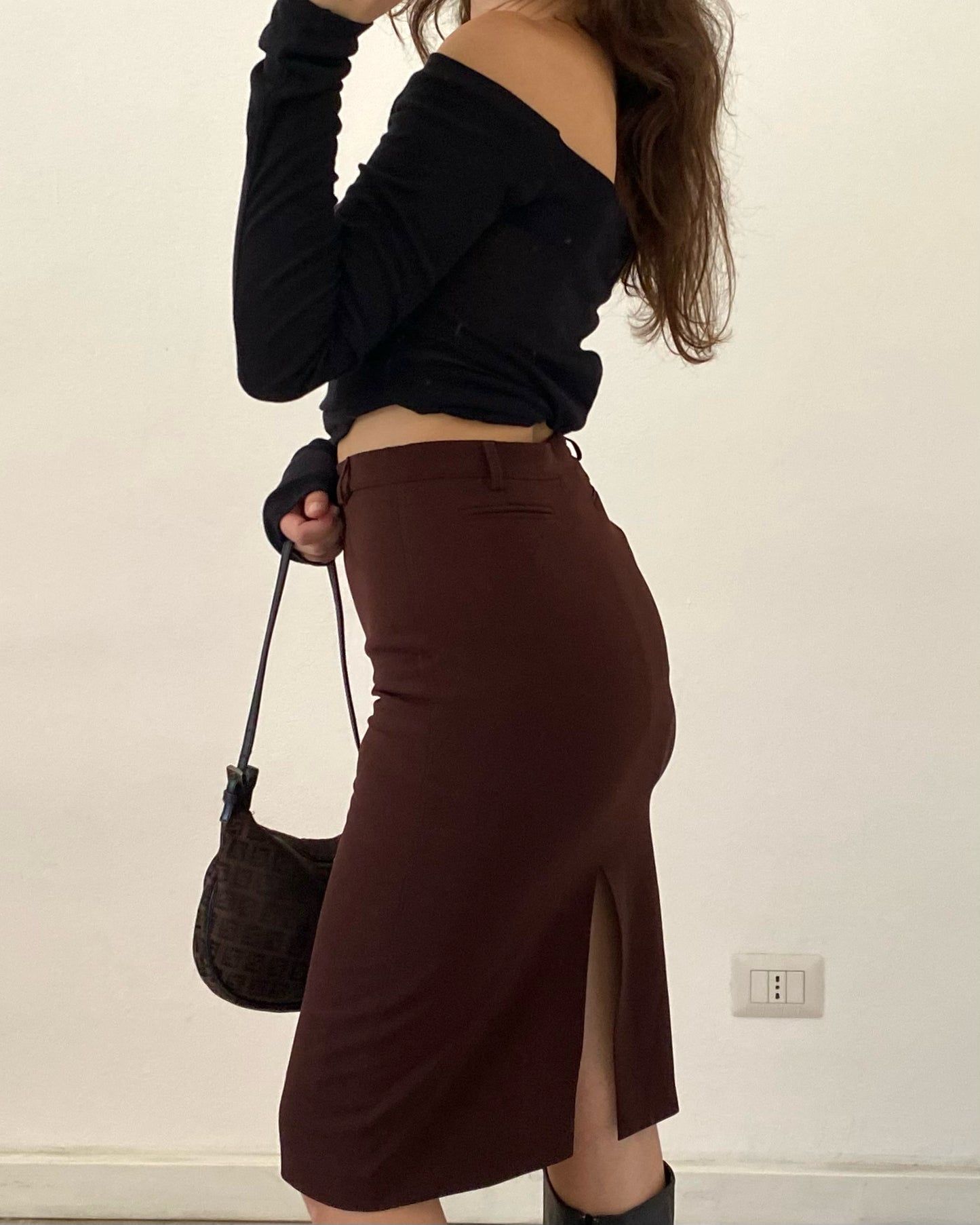 Brown midi skirt