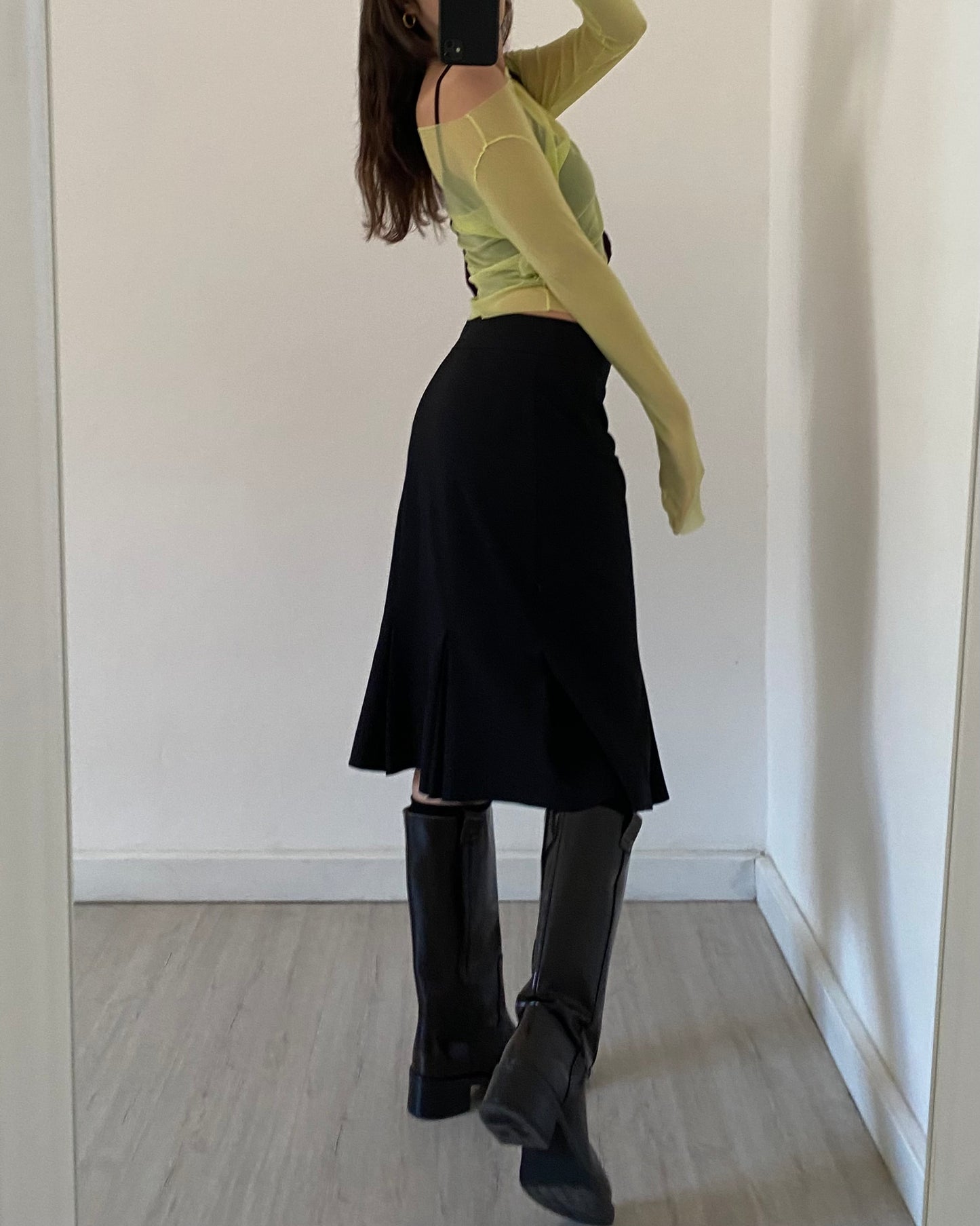 Lime green micro mesh top