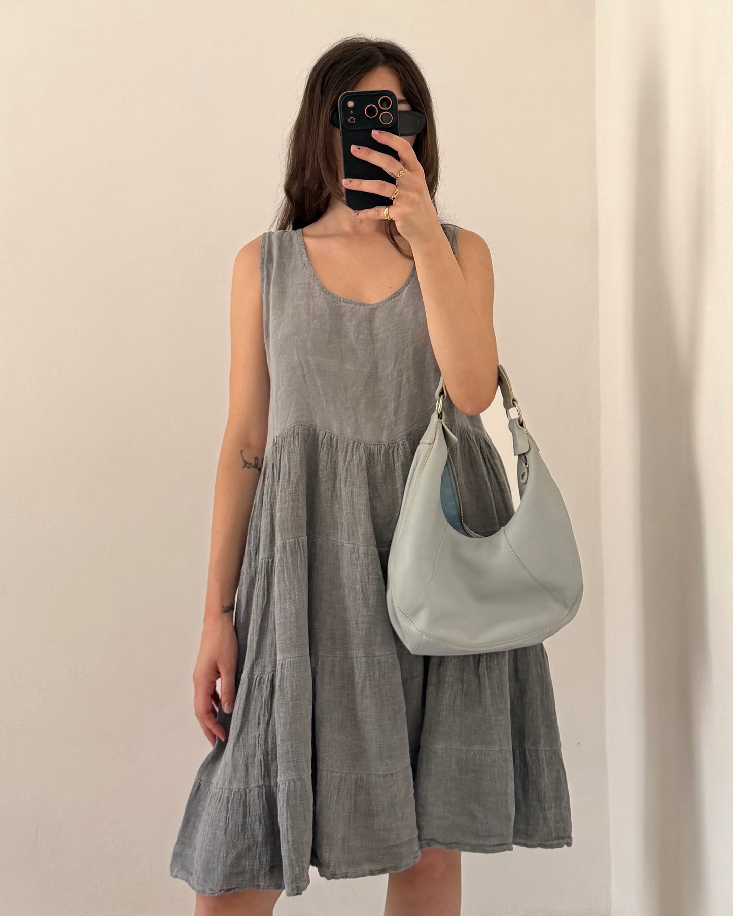 Linen cut out dress