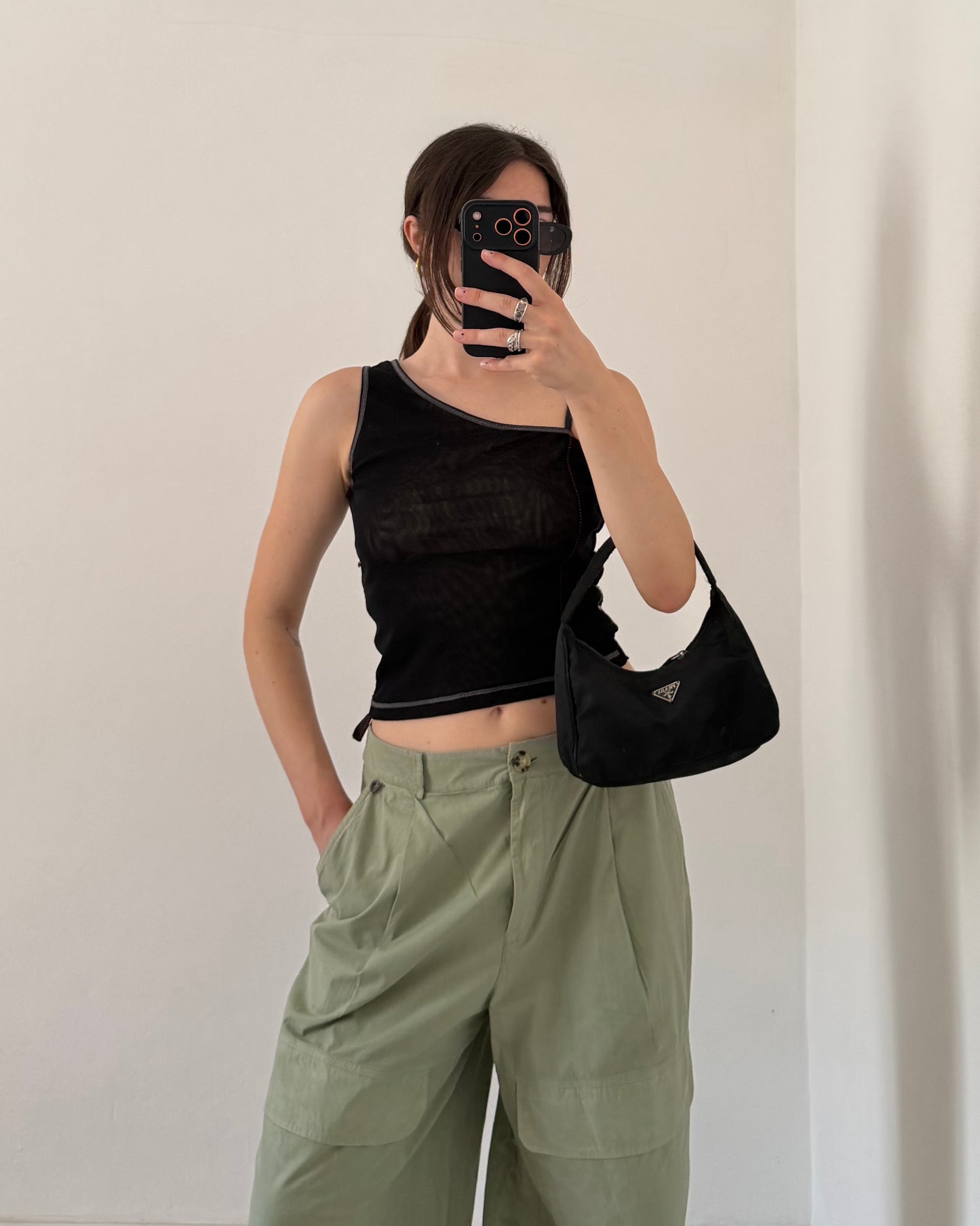 Wide leg cotton trousers