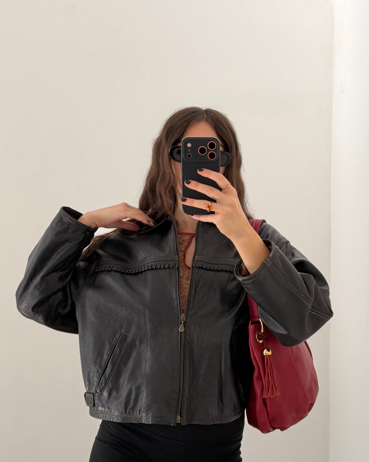 90s leather bomber jacket