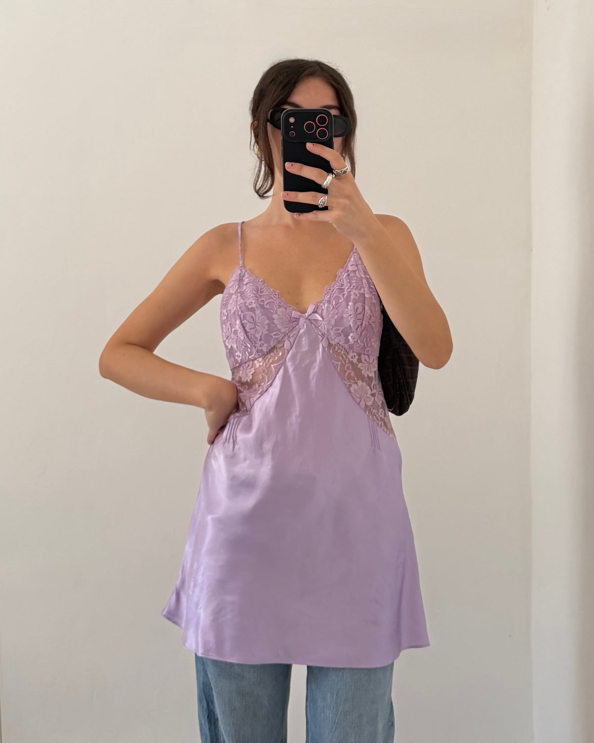 Lilac satin slip dress