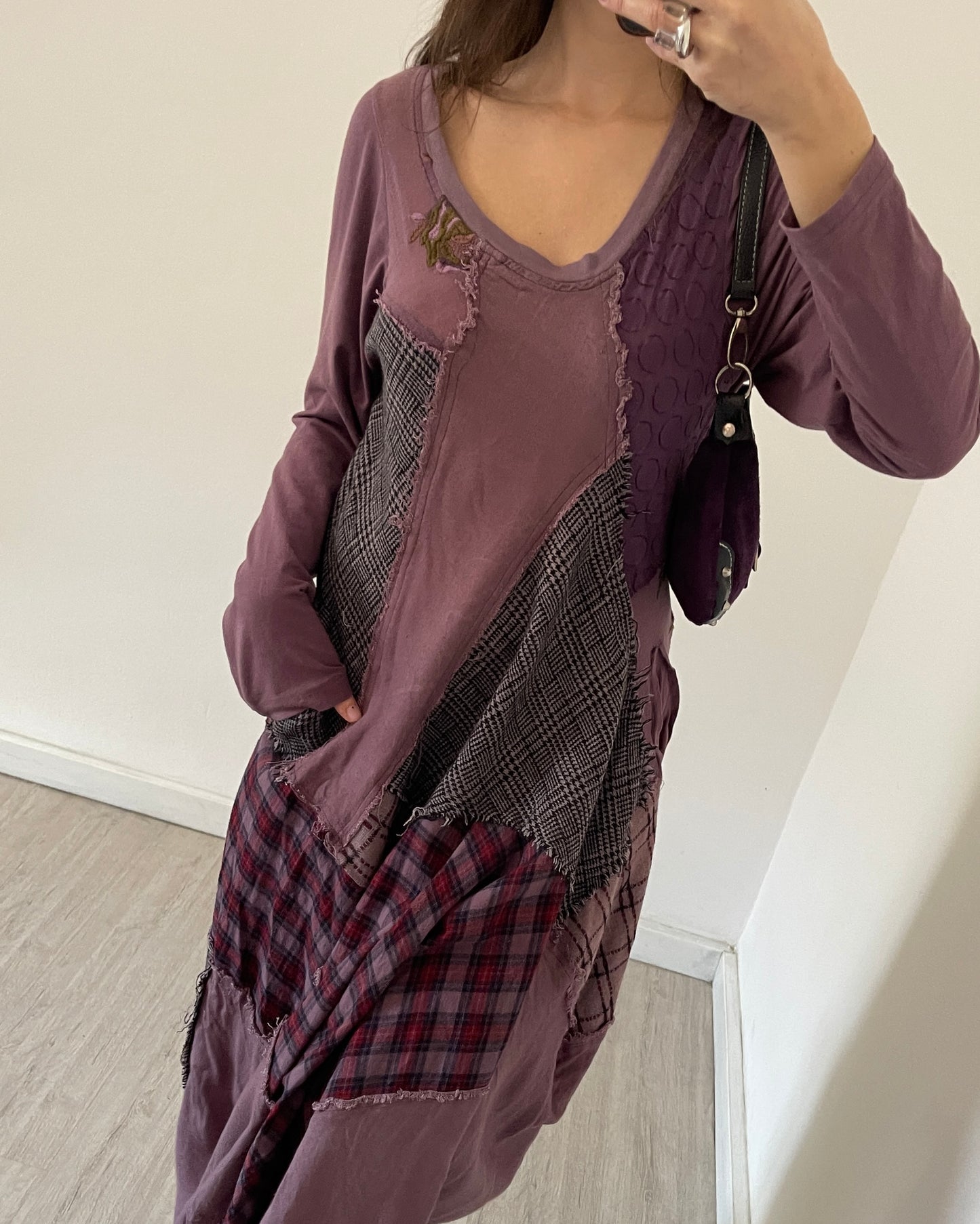 Patchwork asymmetric dress