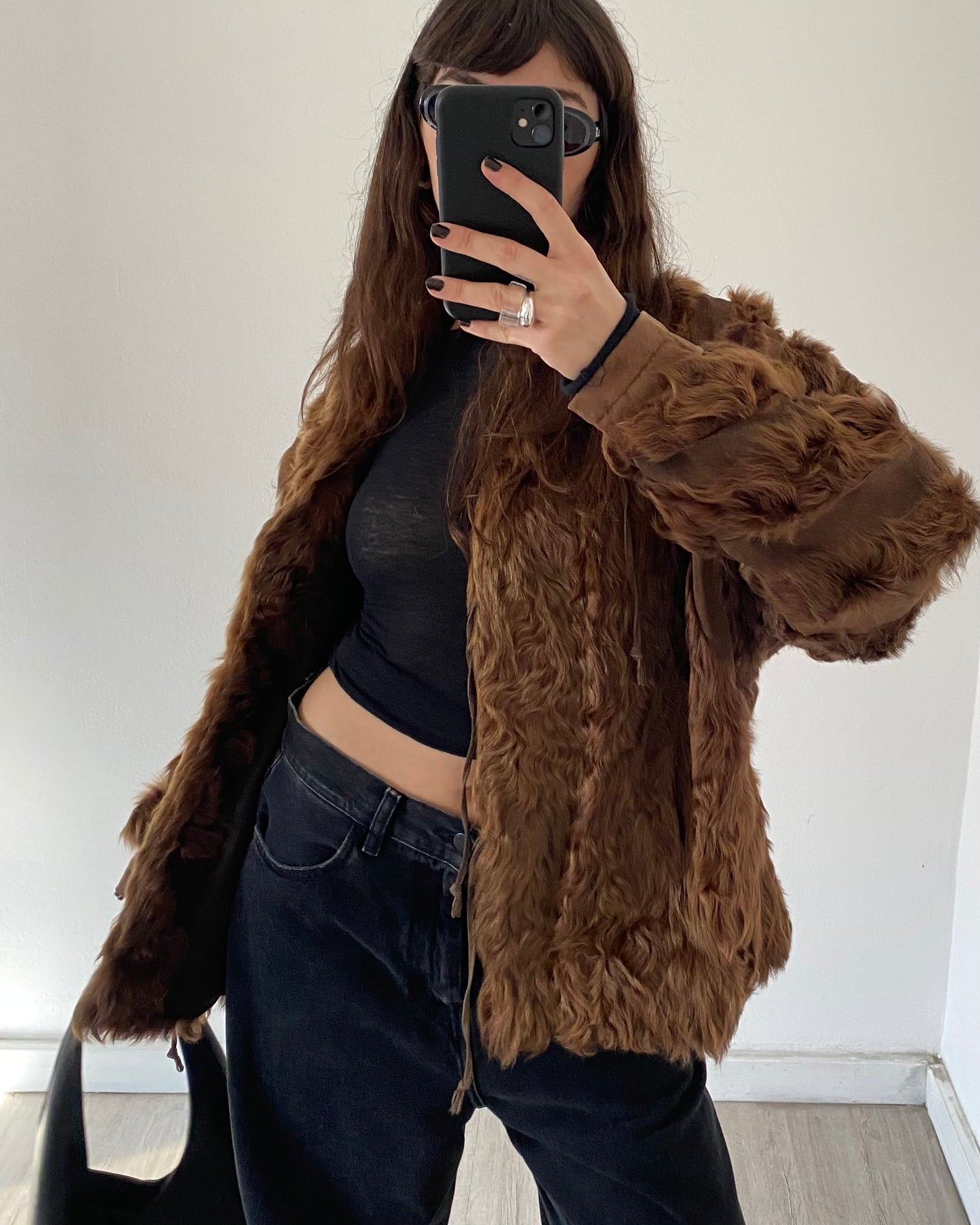 Leather jacket with fur