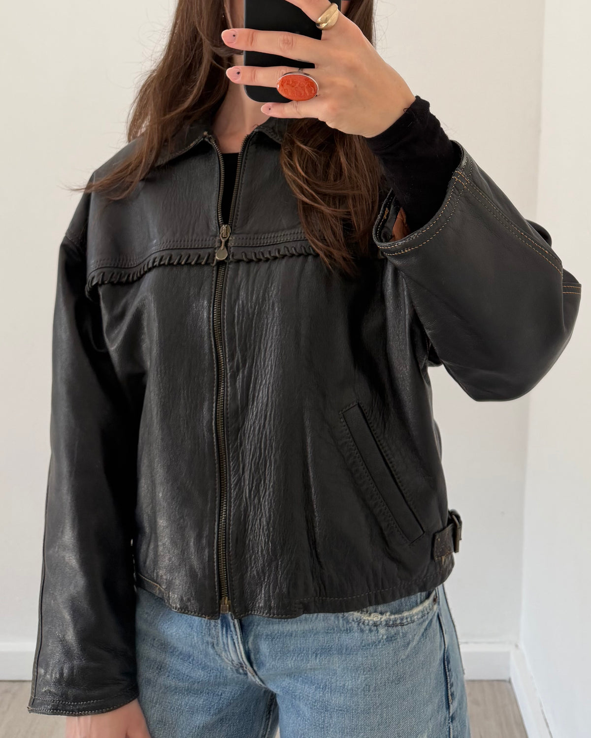 90s leather bomber jacket