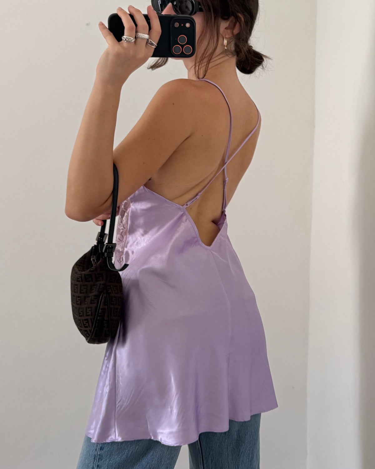 Lilac satin slip dress