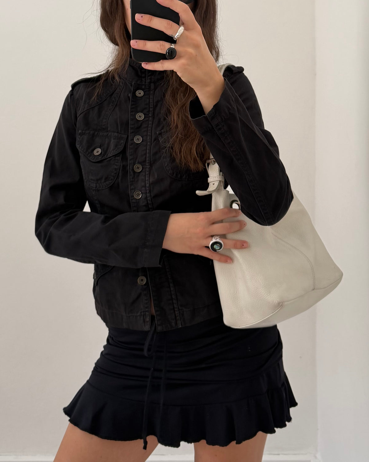 White leather shoulder bag