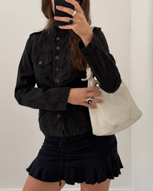 White leather shoulder bag