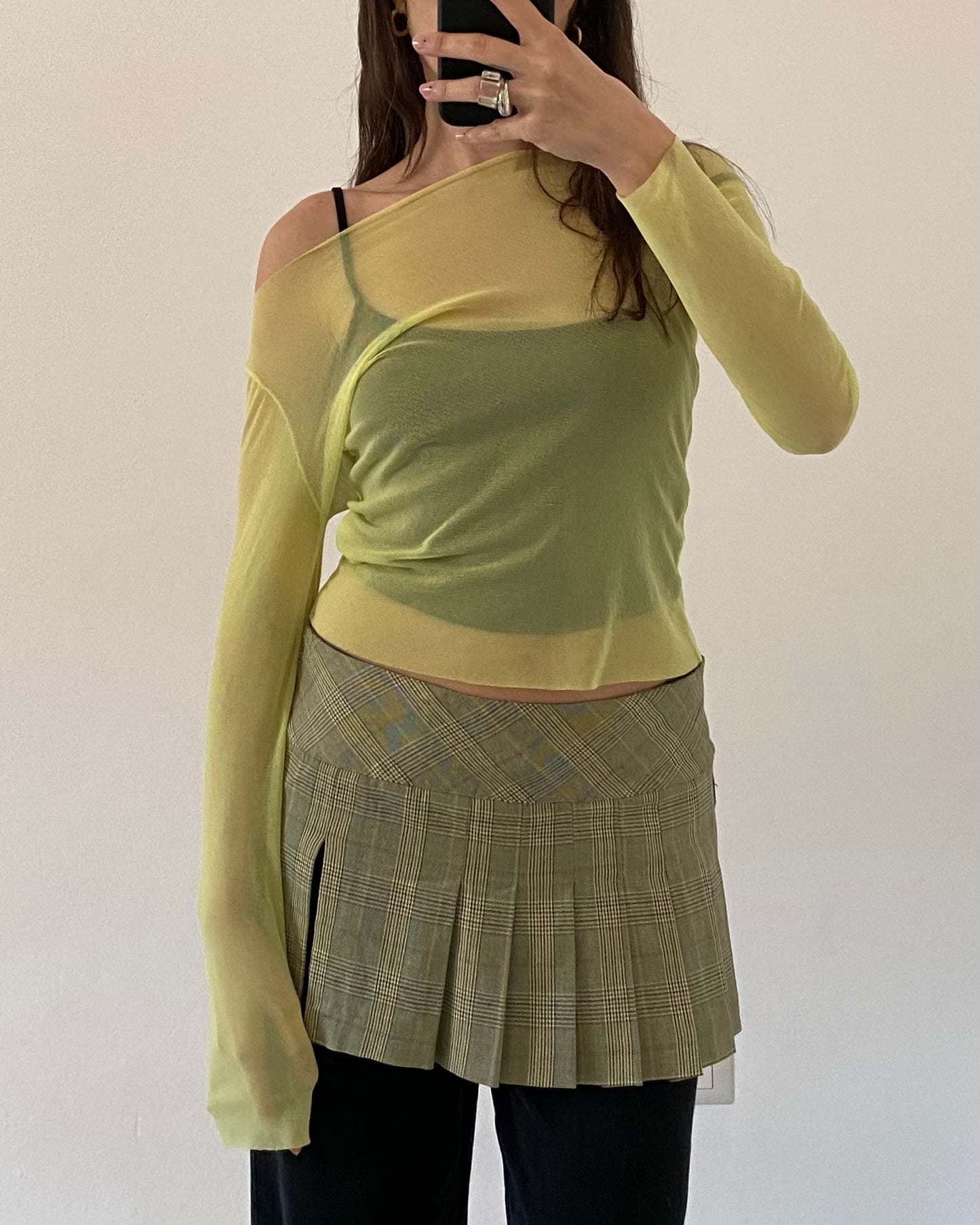 Lime green micro mesh top