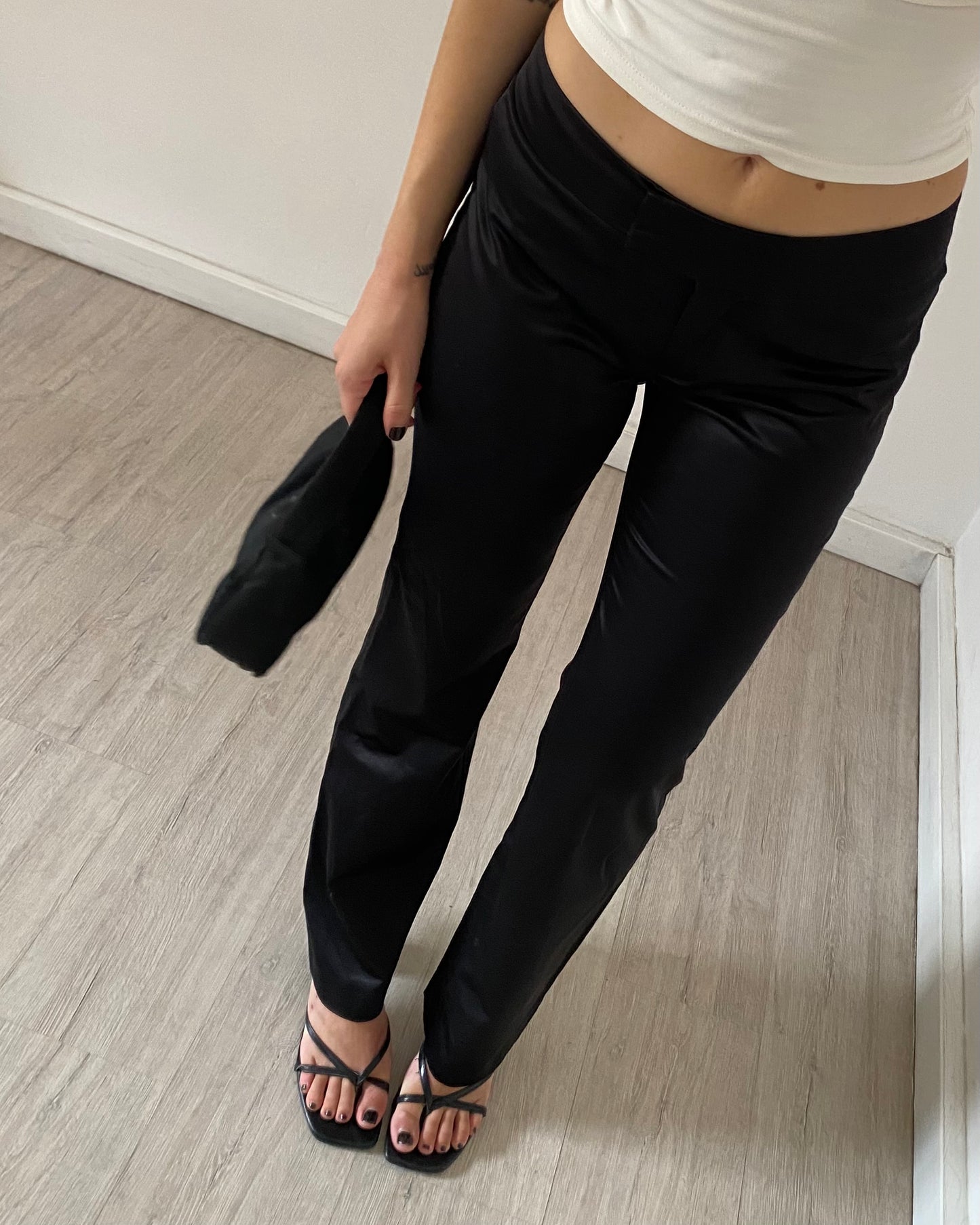 Satin straight leg trousers