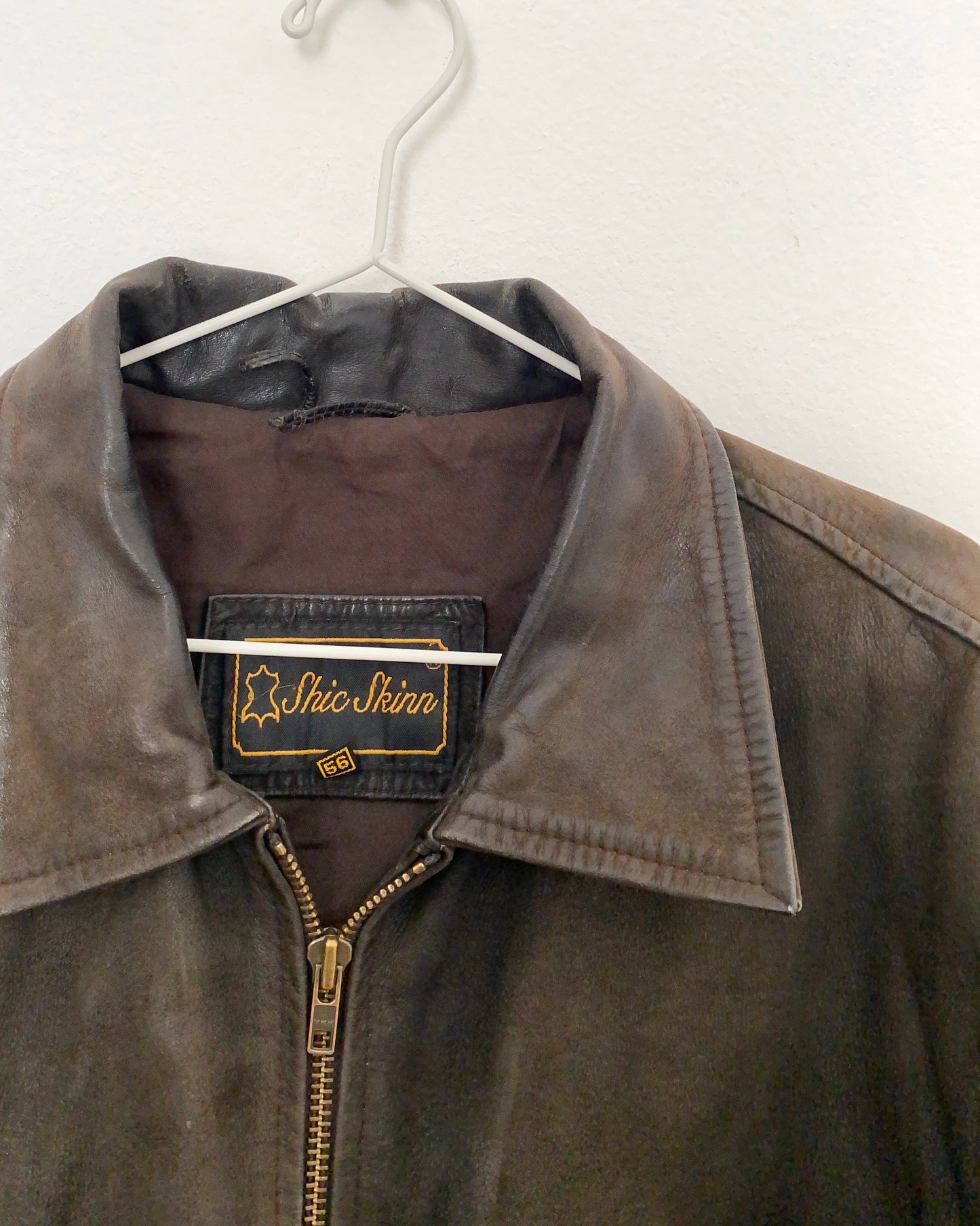 Brown distressed leather jacket