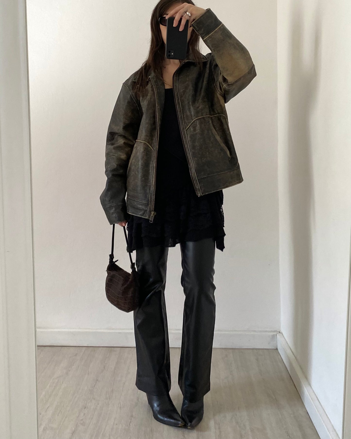Faux leather trousers