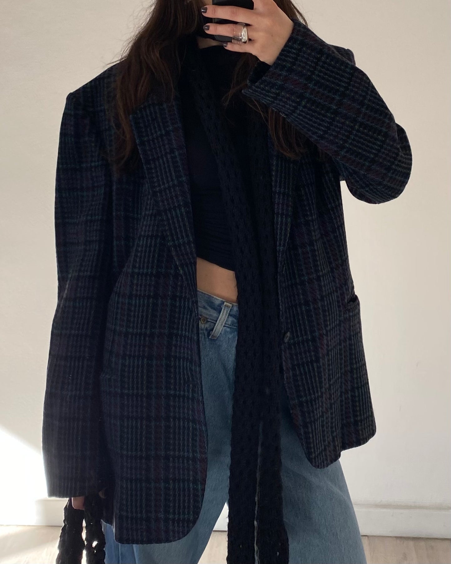 Wool check blazer