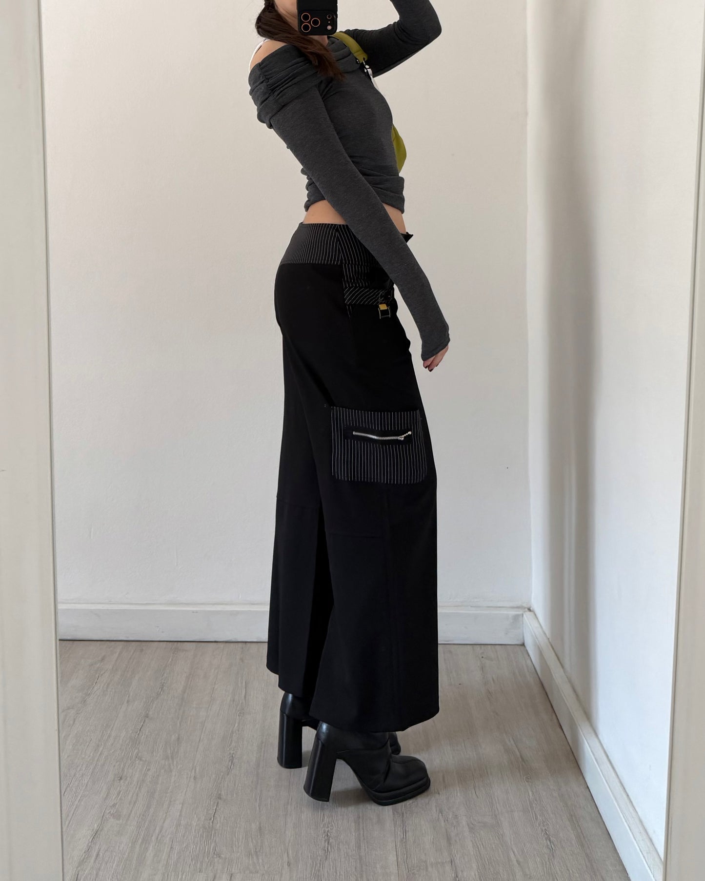 00s wide leg pinstripe trousers