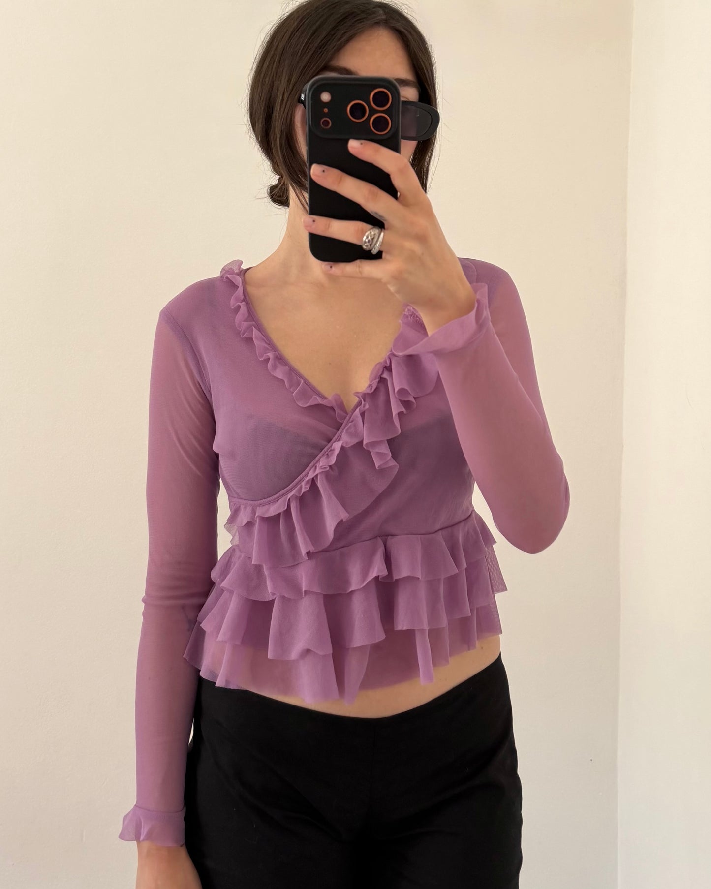 Sheer ruffle top