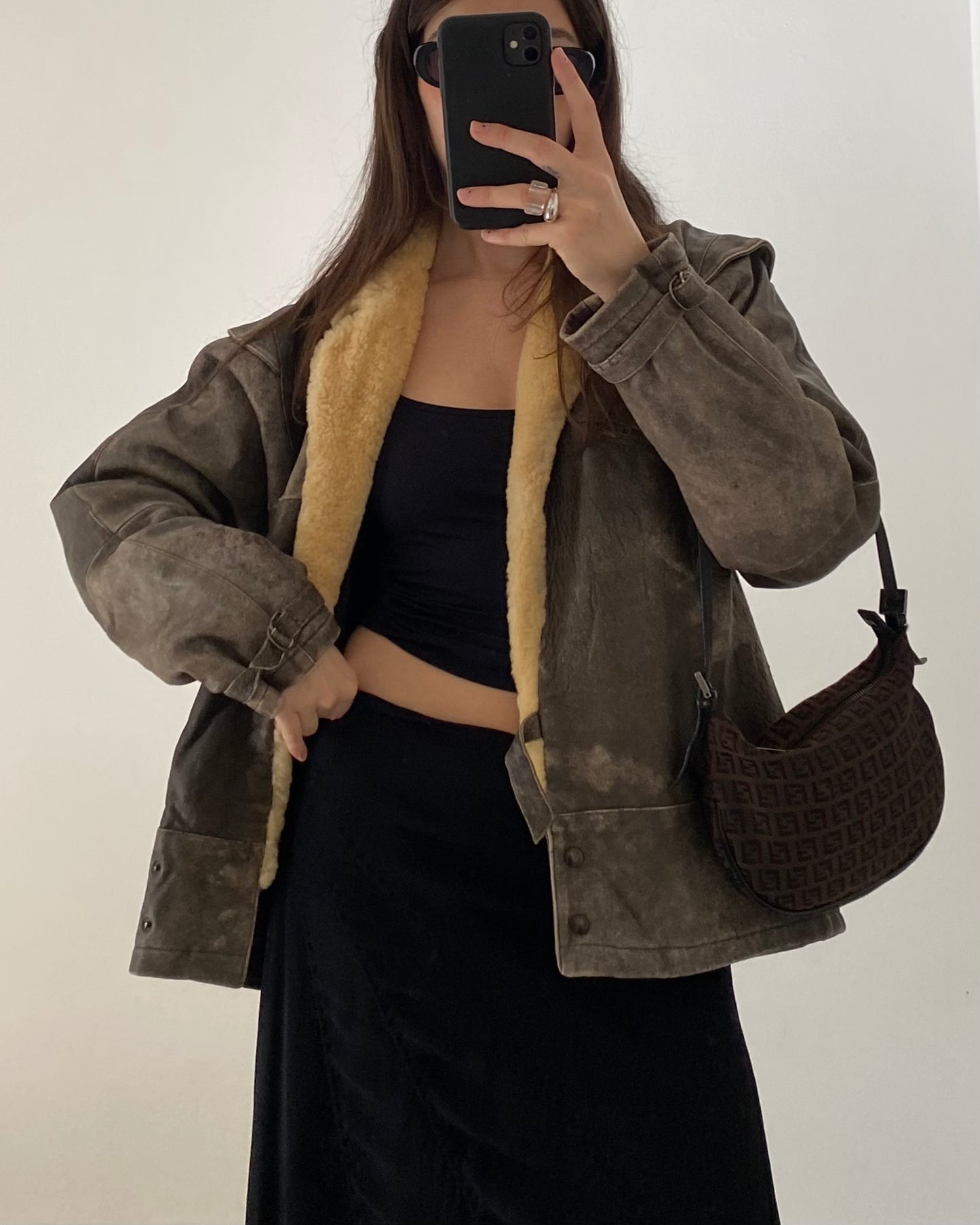 90s distressed leather jacket