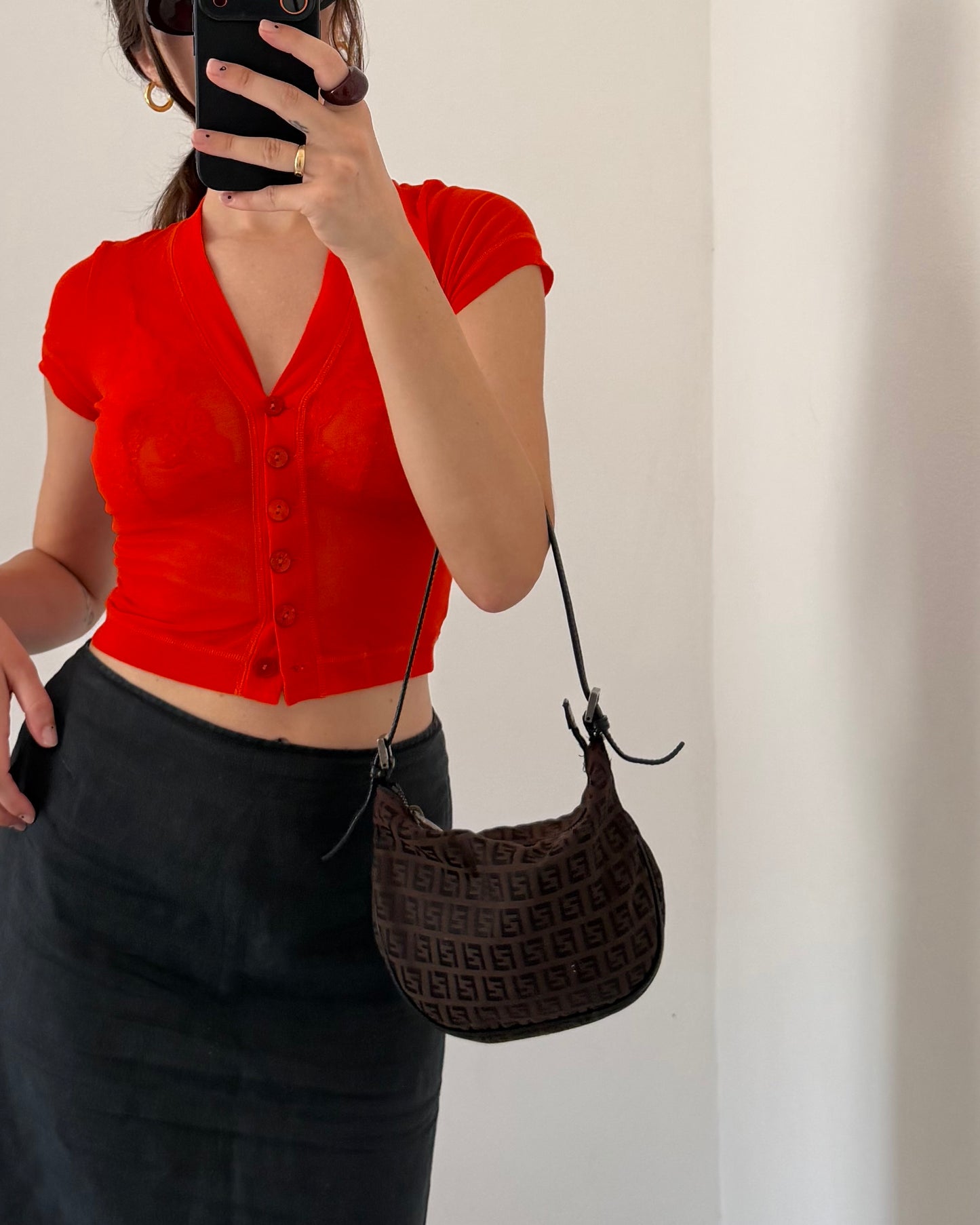 Linen midi skirt