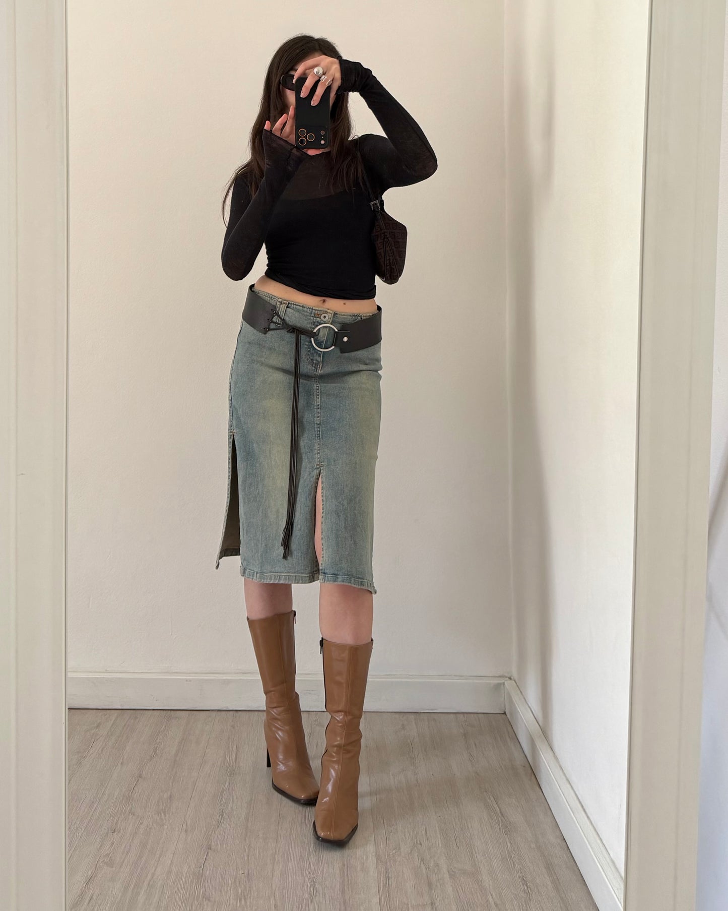 00s denim midi skirt