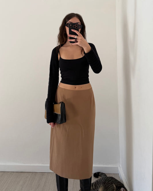 00s beige pencil skirt