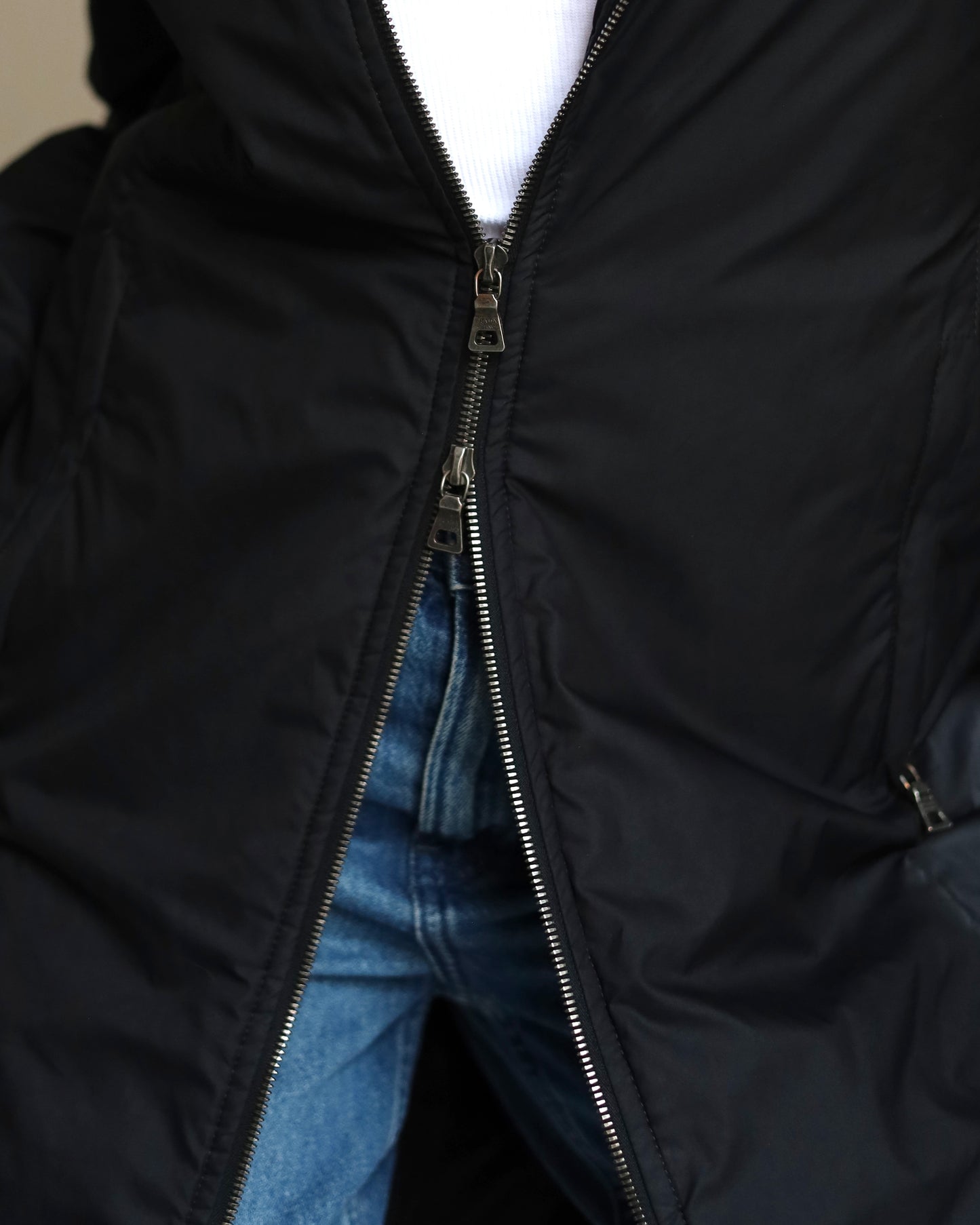 Prada nylon jacket with fur lining