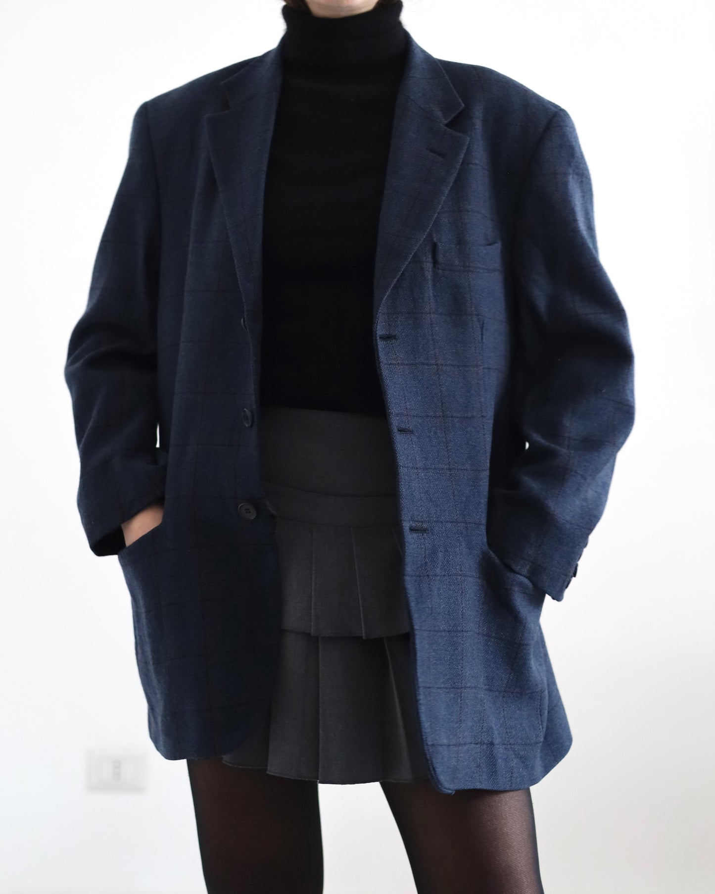 Wool check blazer