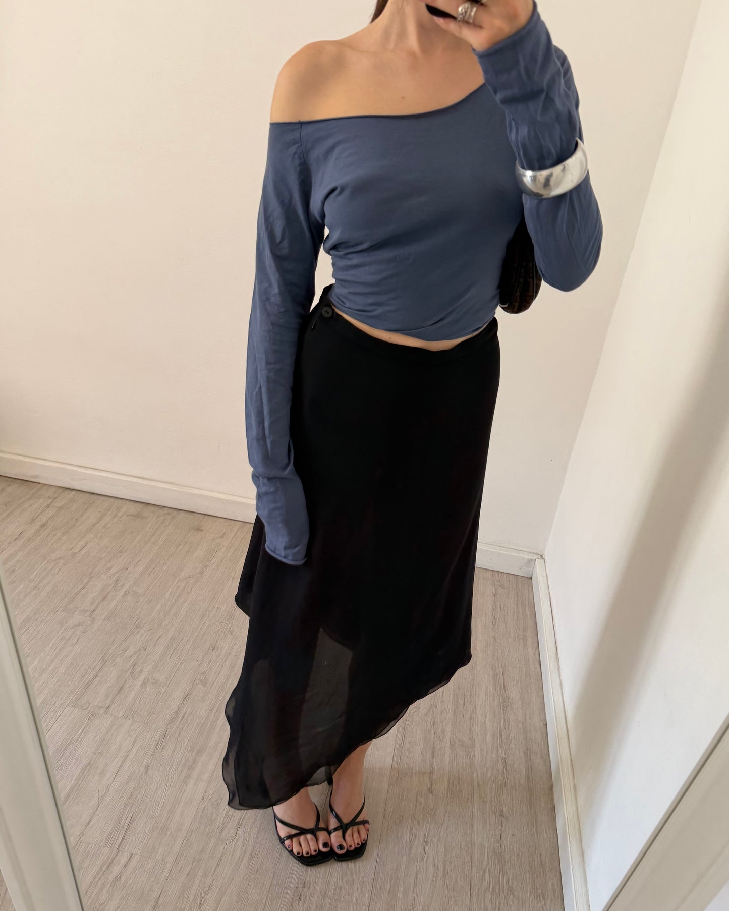 Asymmetric midi skirt
