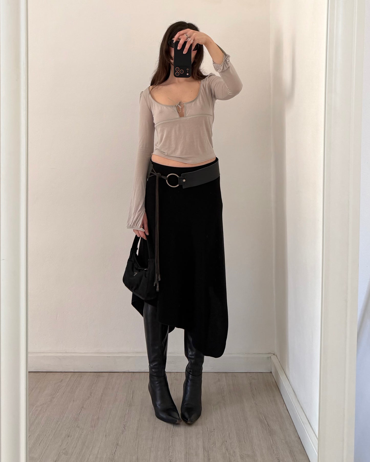 00s black asymmetric skirt