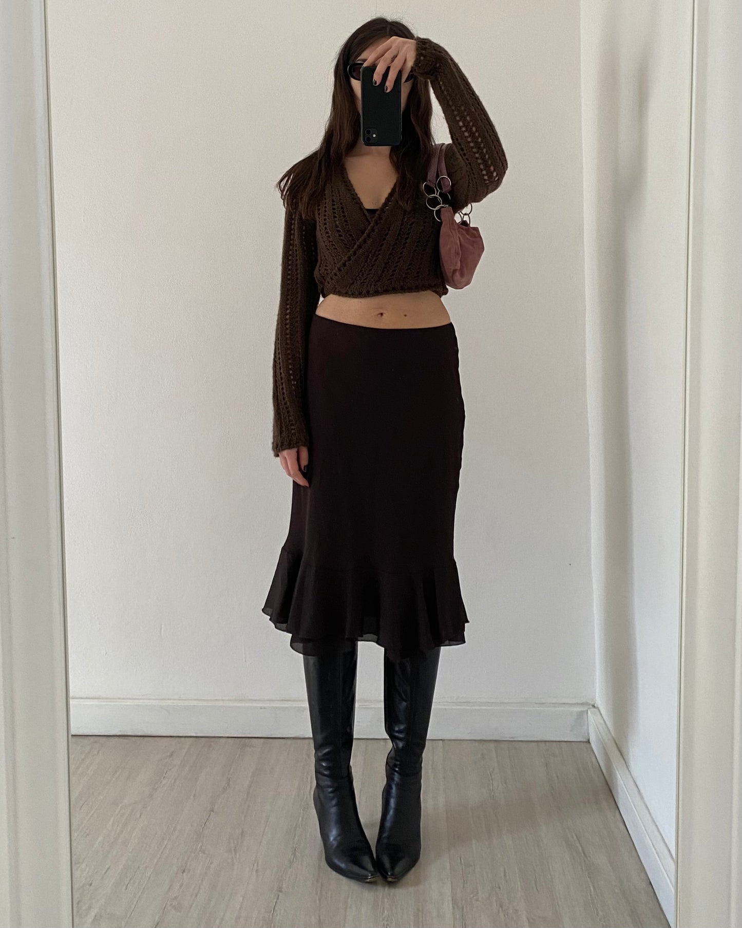 Brown midi skirt