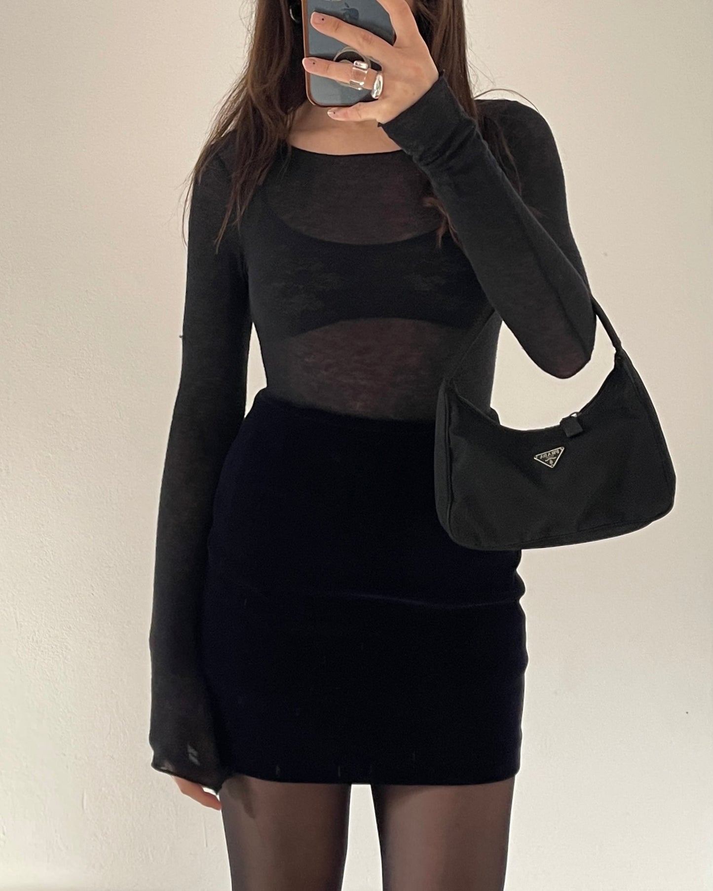 Midnight blue velvet skirt