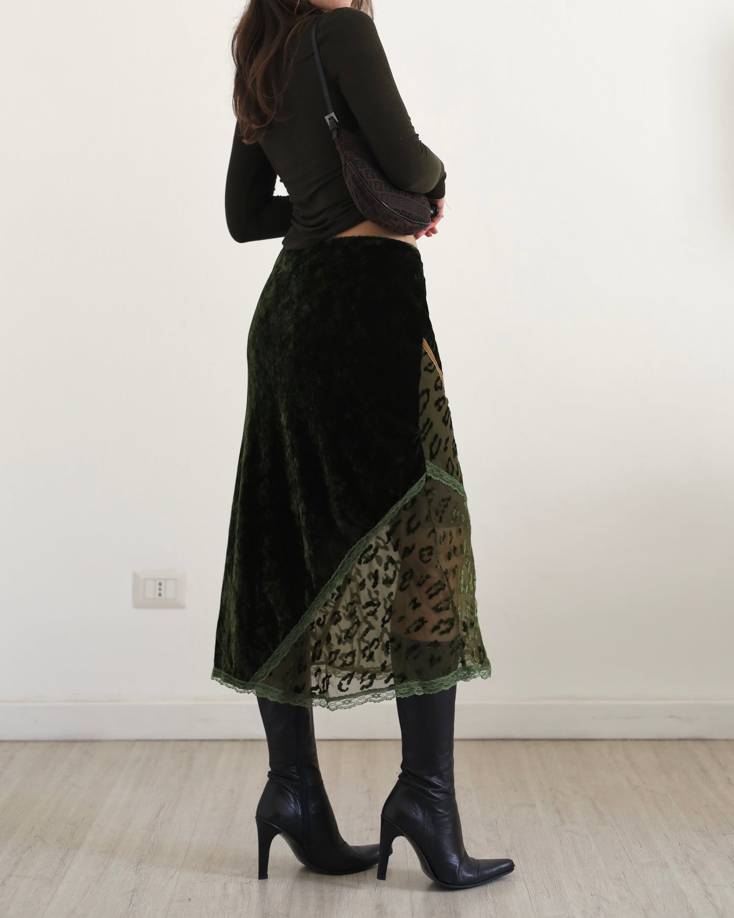 Velvet sheer midi skirt lo