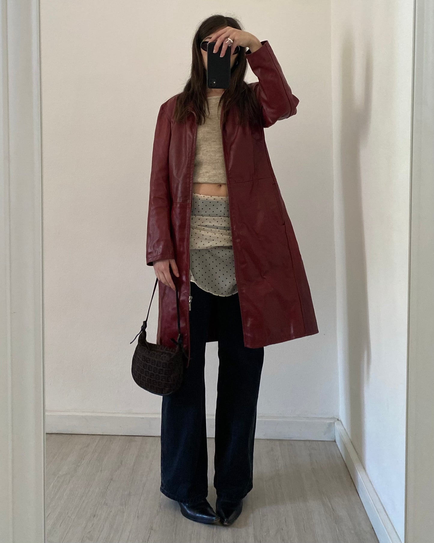 Cherry red leather jacket