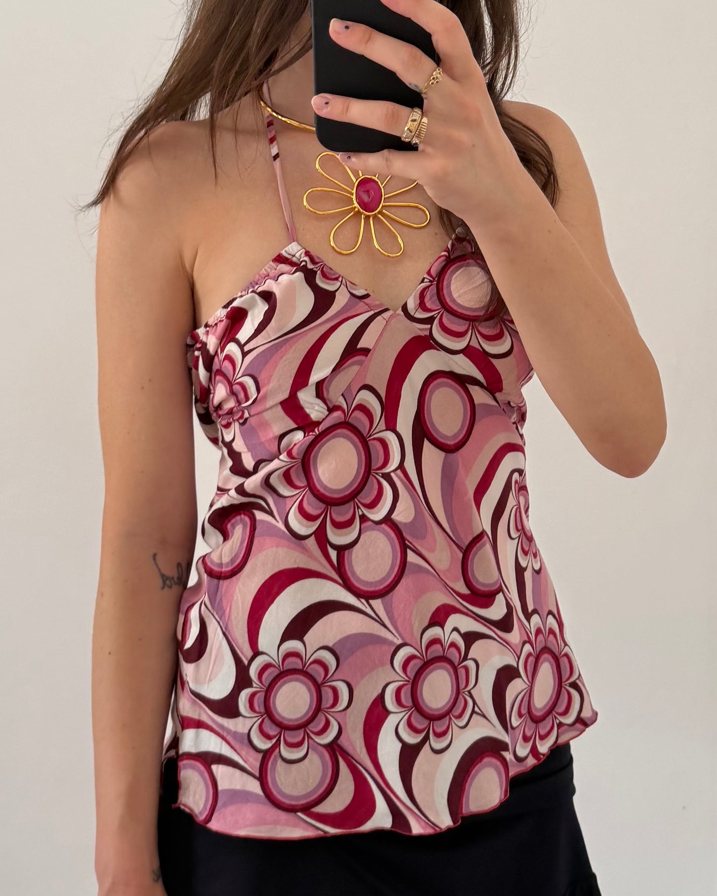y2k flower print long sleeves top