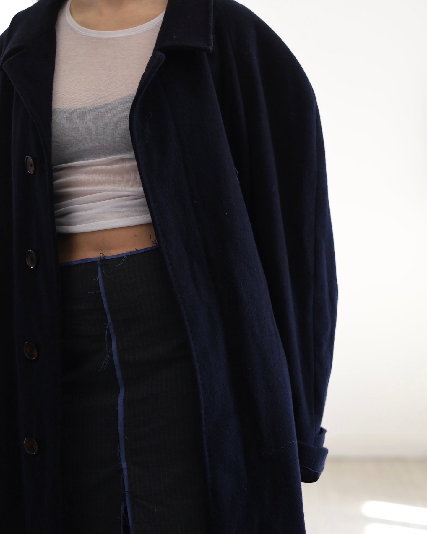 Navy wool belted coat