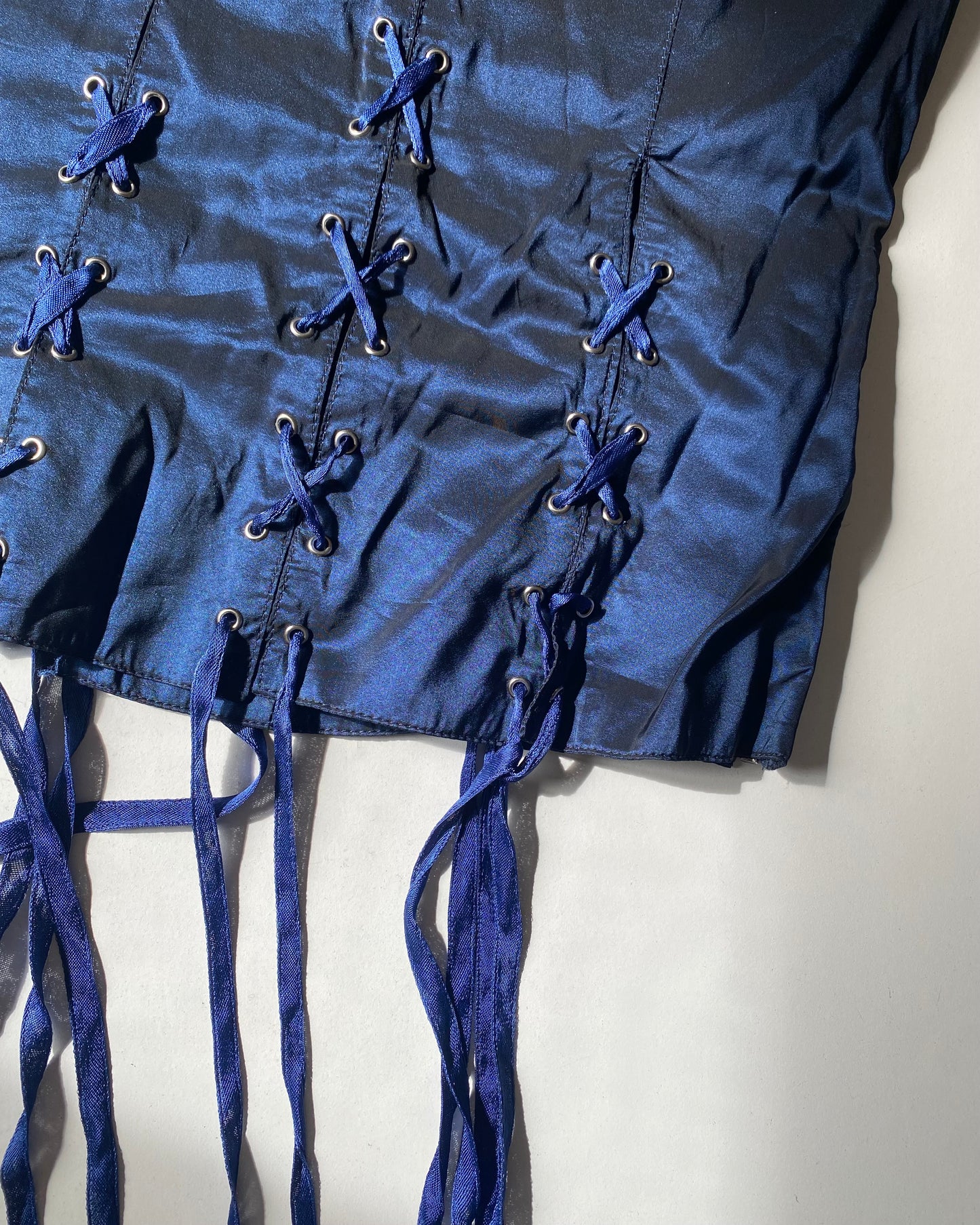 Midnight blue lace up corset