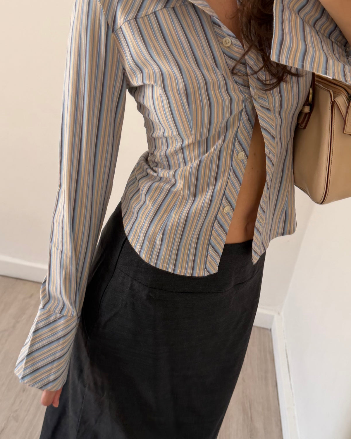 Y2k striped fitted shirt