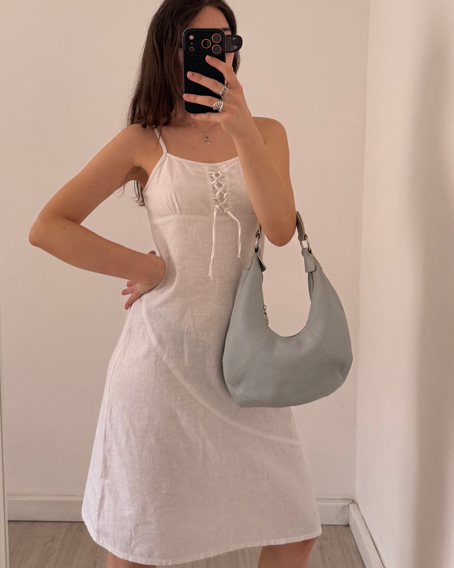 00s white linen dress