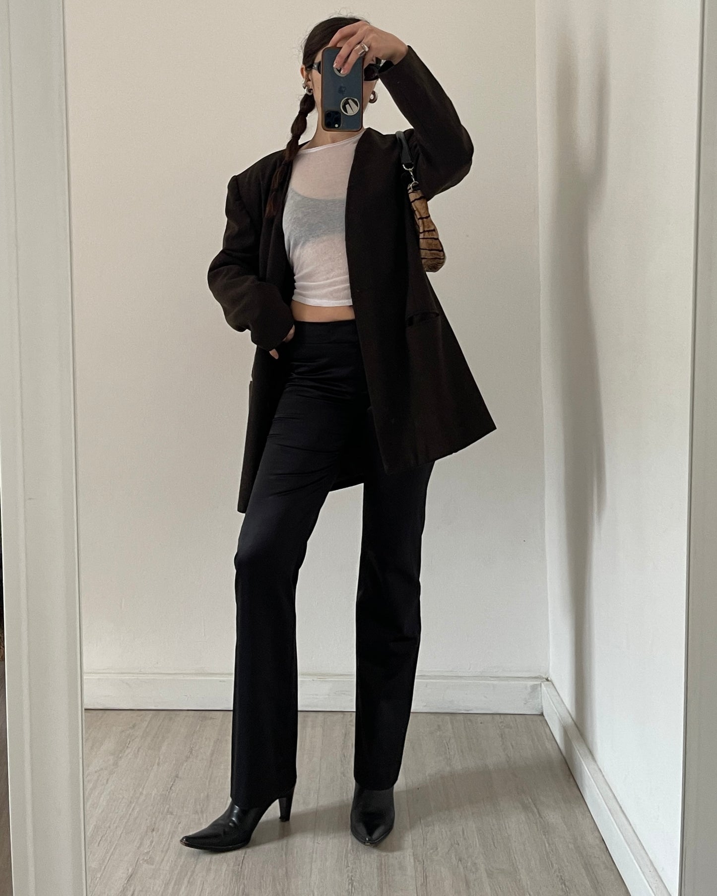 Satin bootcut trousers