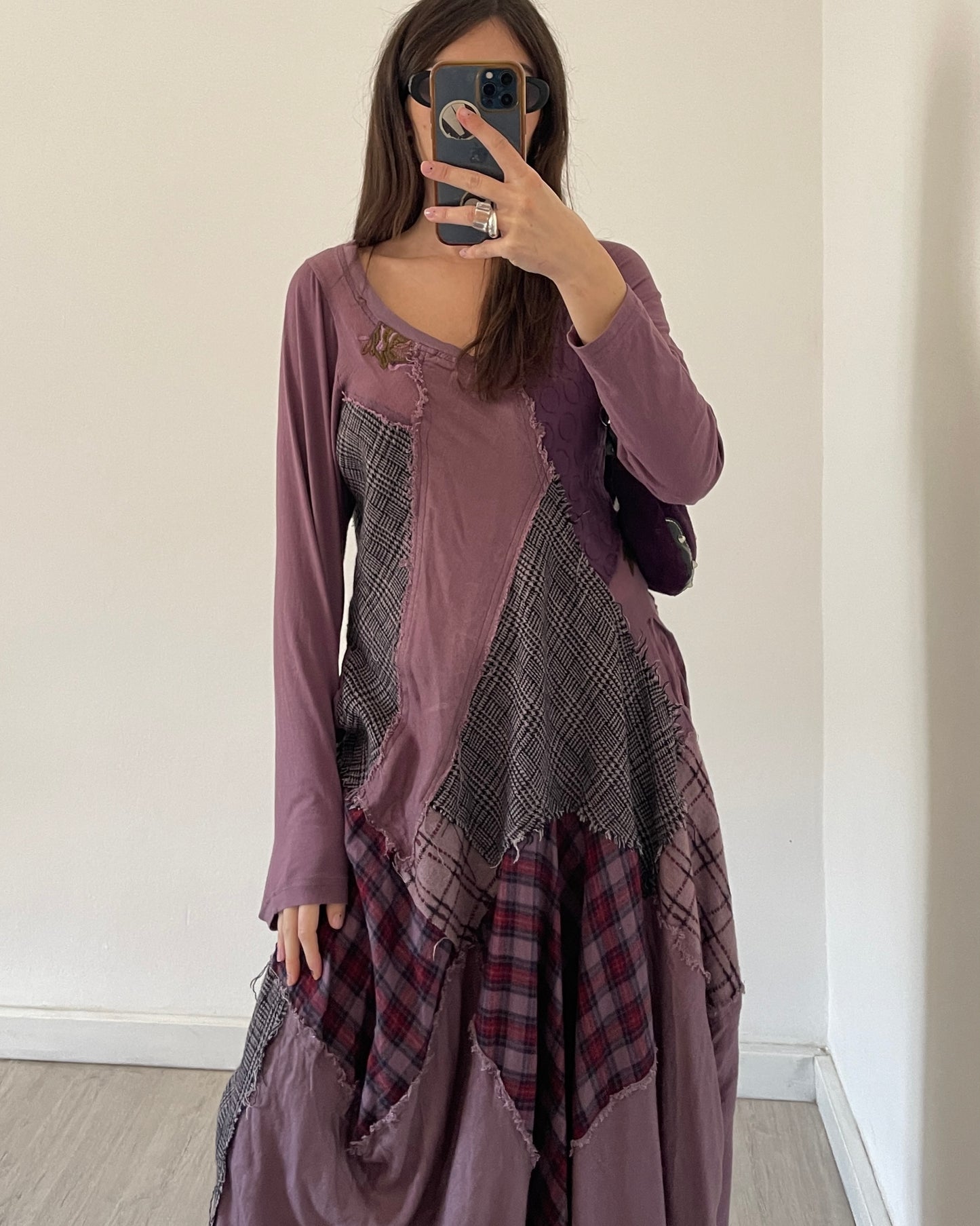 Patchwork asymmetric dress